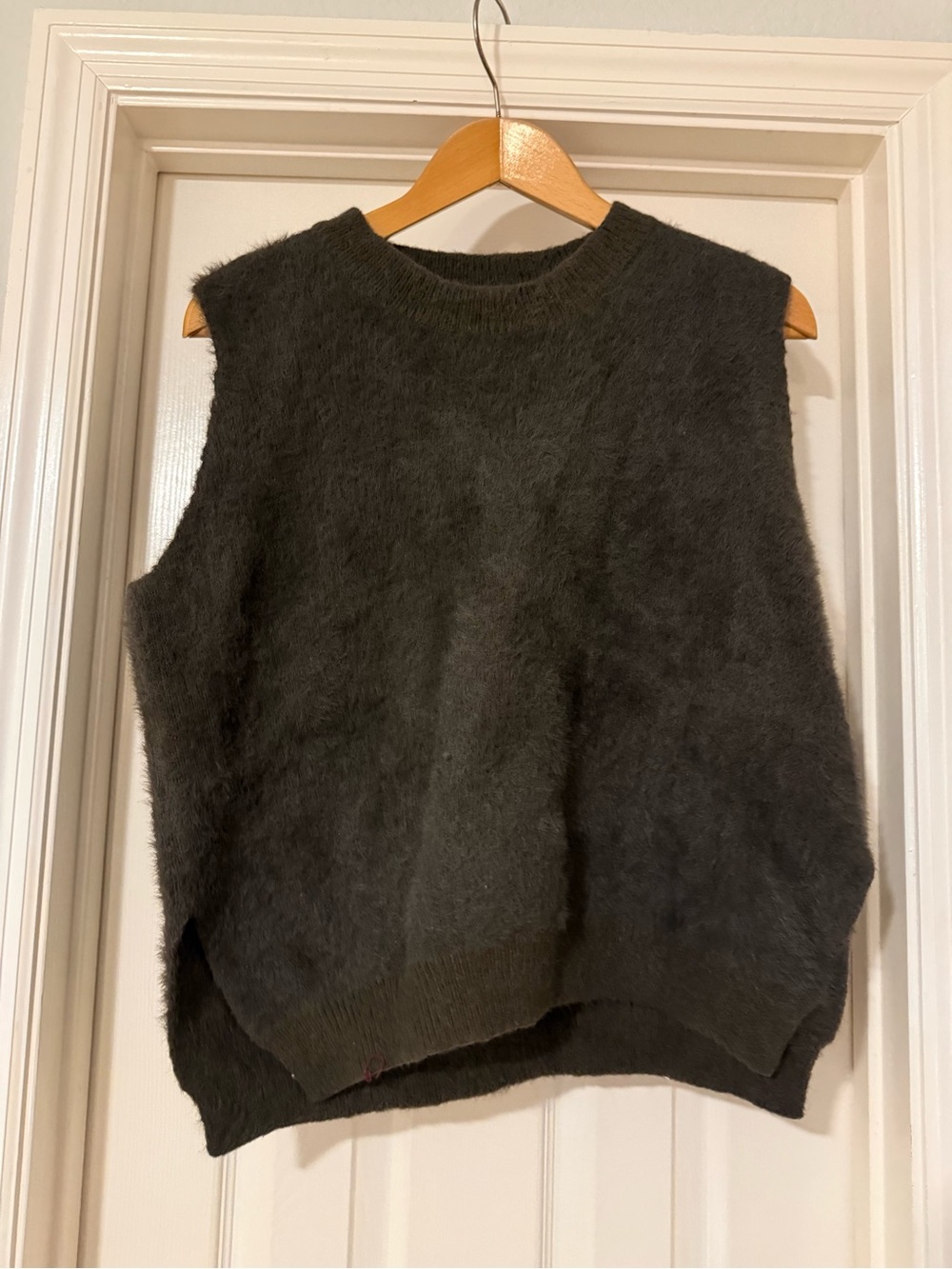Women's Fuzzy Sleeveless Knit Sweater Vest - Dark Gray